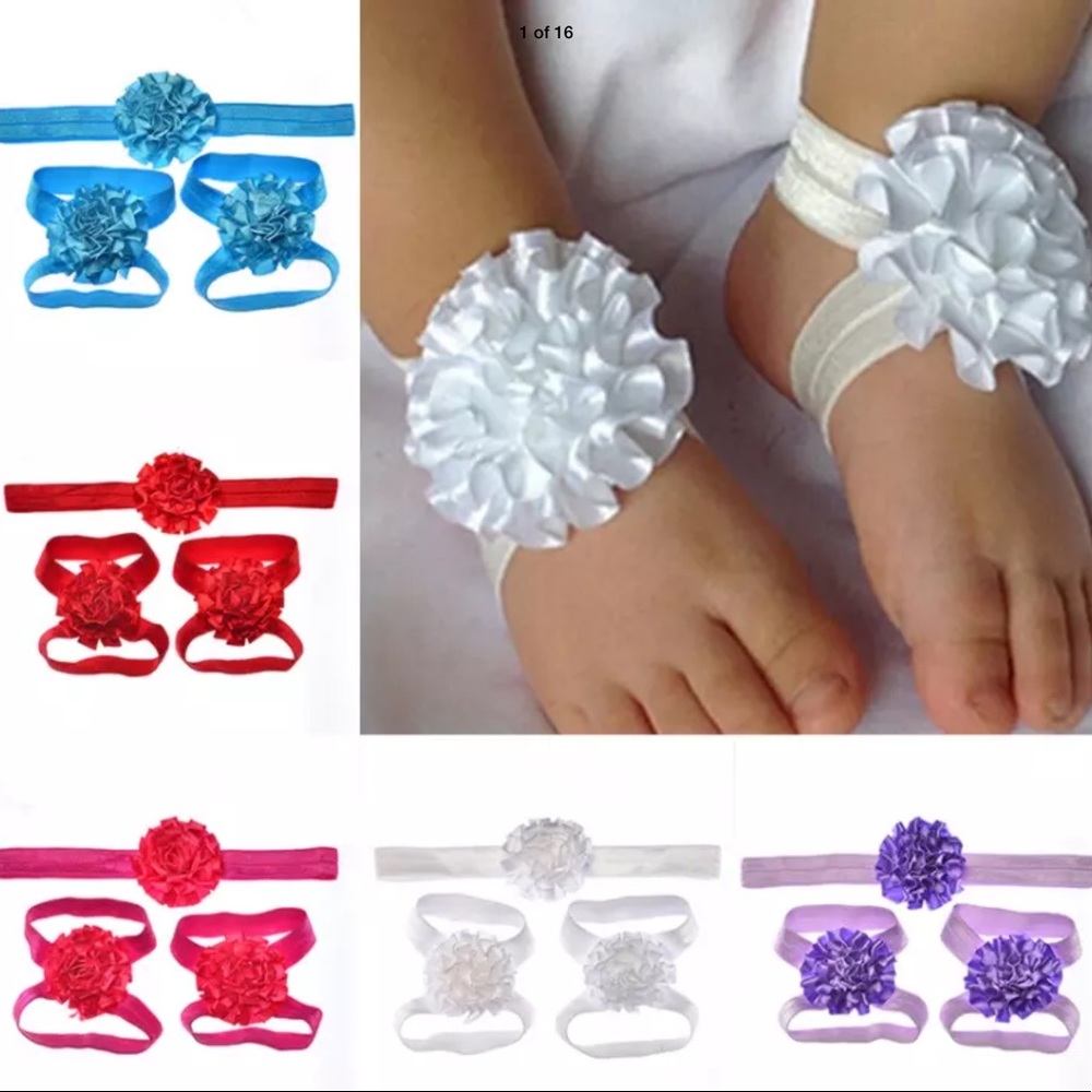 New 2-Sets of baby footies an headband